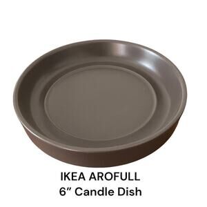 IKEA AROFULL Dark Gray Candle Dish 6"